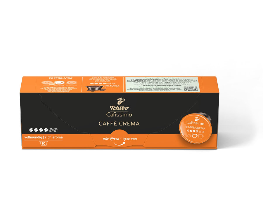 Bir paket Cafissimo Caffè Crema kahve kapsülü. 