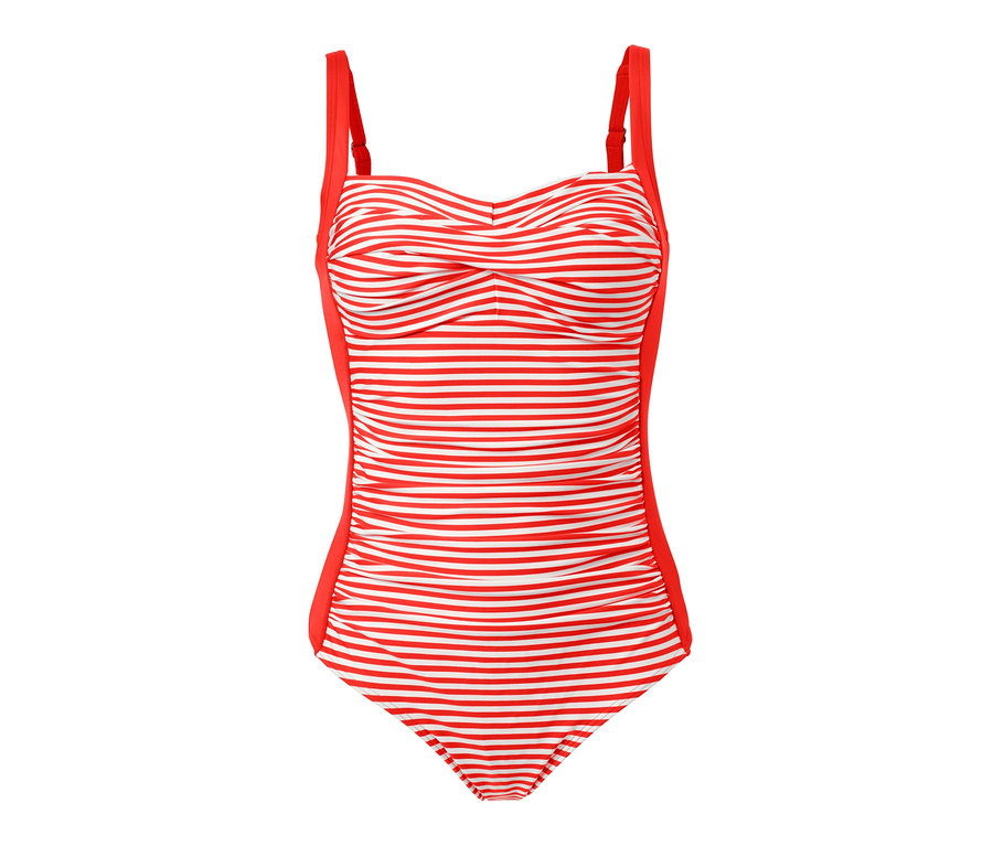 Kırmızı, vücut şekillendirici mayo.