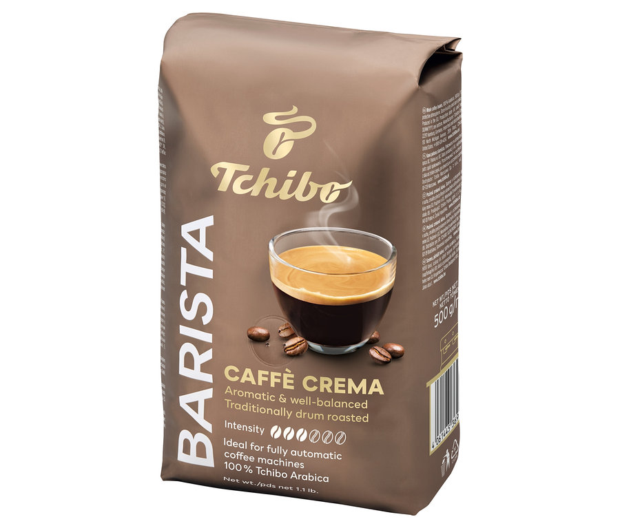 Bir paket Tchibo BARISTA Caffè Crema - 500 g Çekirdek Kahve.