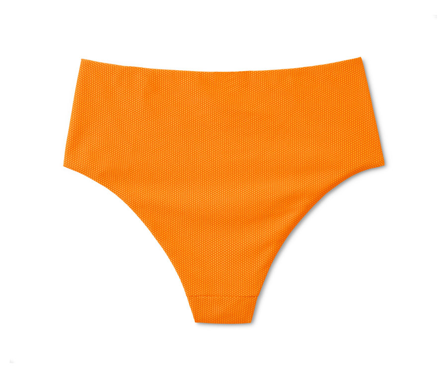 Dokulu, turuncu bikini altı.