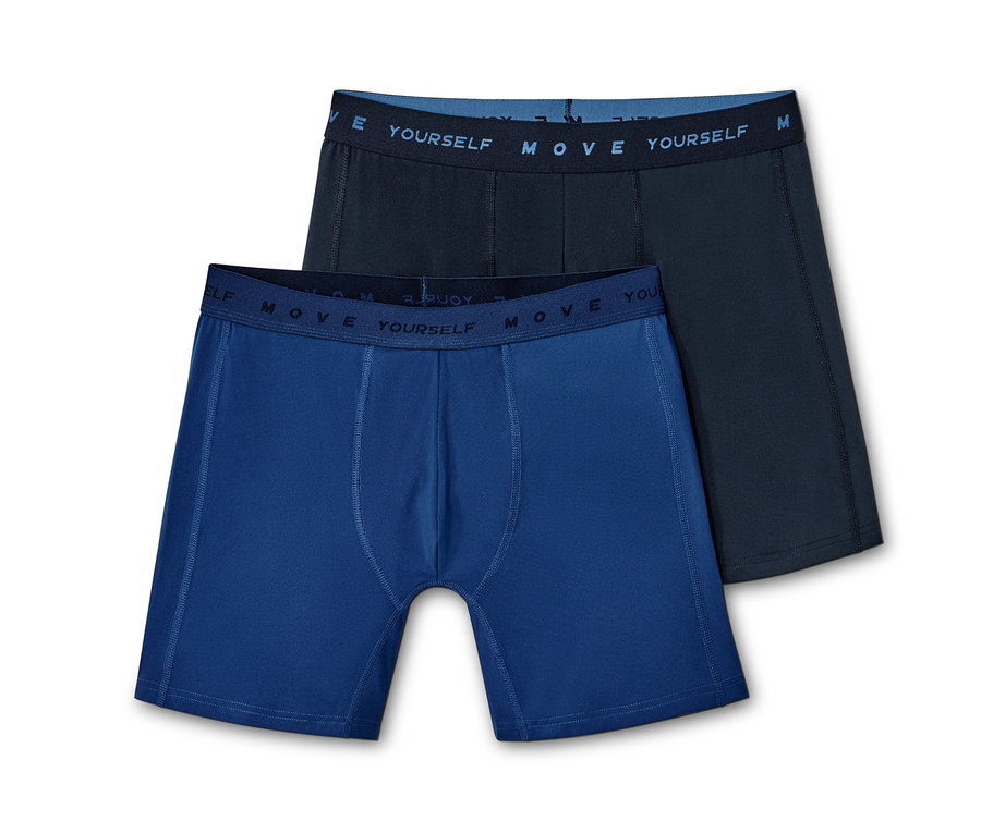 İki adet mavi slip boxer.