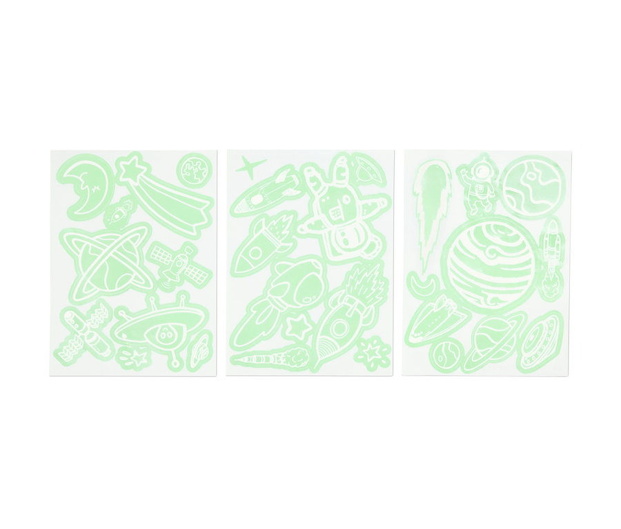 Üç yaprak halinde uzay temalı Duvar Sticker »Aydınlık Evren«.