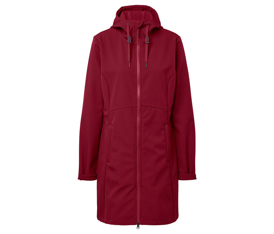 Bordo kapüşonlu ve fermuarlı ceket.