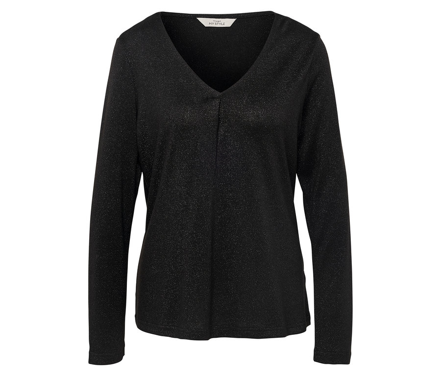 Siyah, uzun kollu, V yakalı bluz