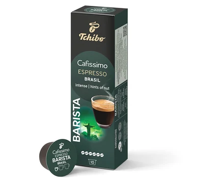 Bir paket ve bir kapsül Cafissimo Barista Espresso Brasil.