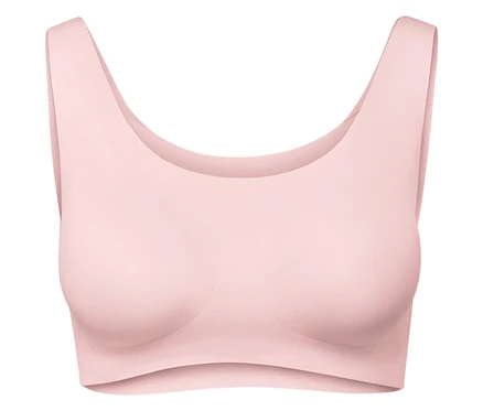 Pembe, kapamasız spor sütyeni.