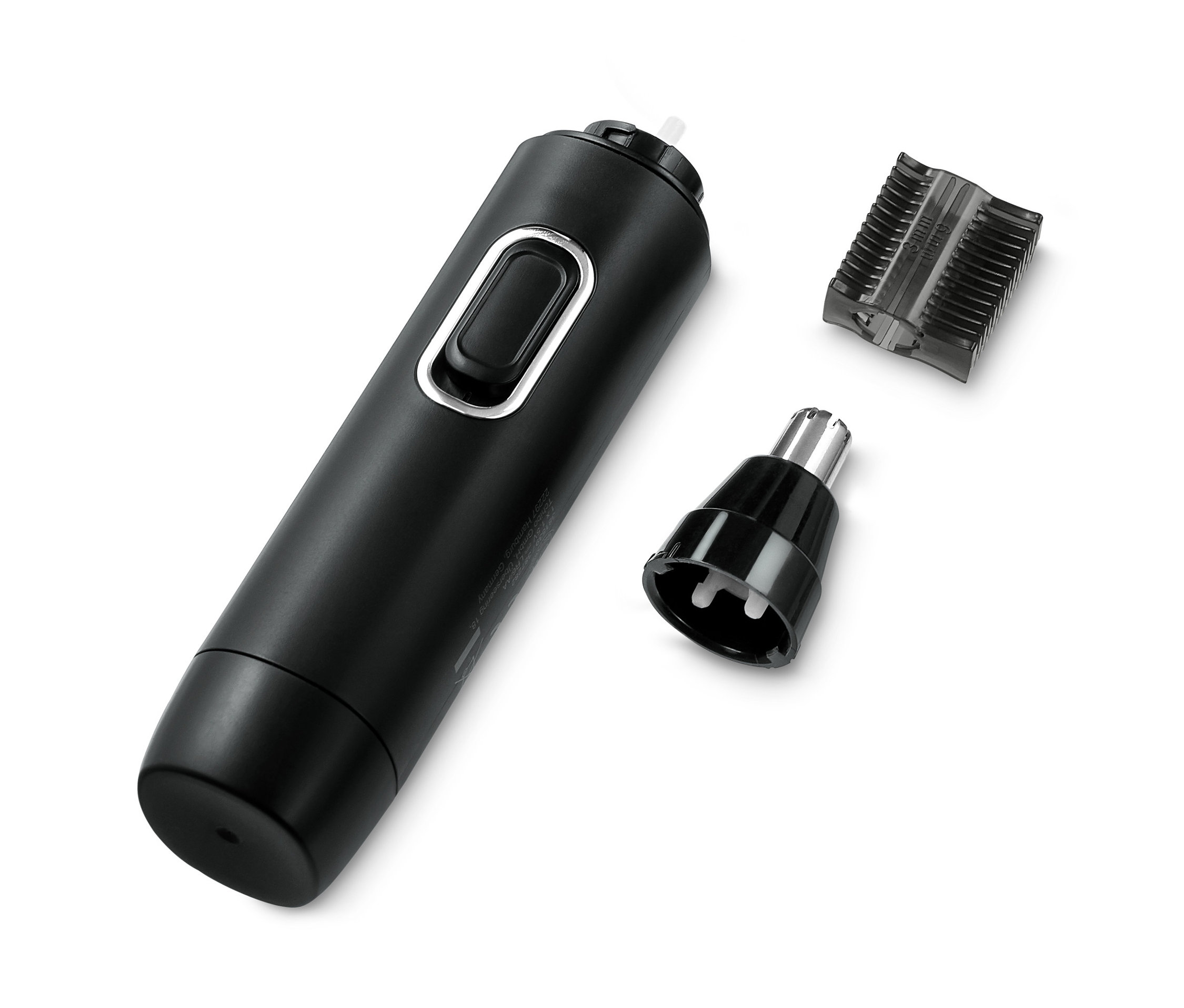 İki başlığı olan siyah burun ve kulak kılı alma makinesi.