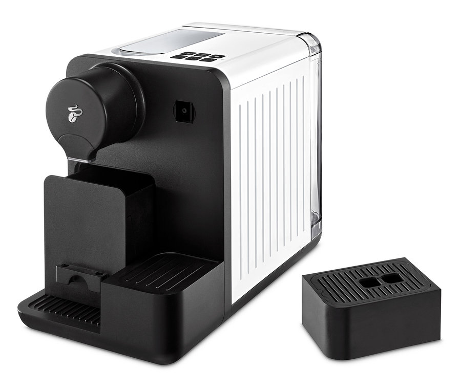 Beyaz Cafissimo milk kahve makinesi.