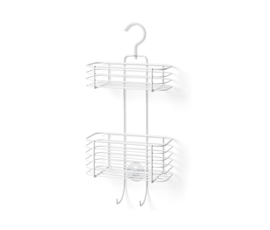 İki raflı ve kancalı askılı duş rafı.