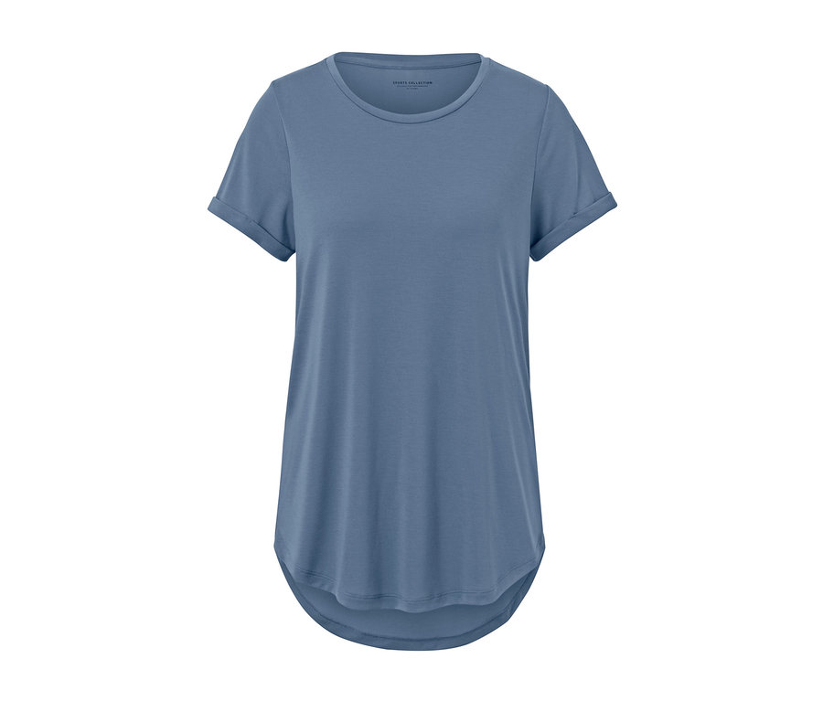 Güvercin mavisi, kısa kollu uzun tişört.