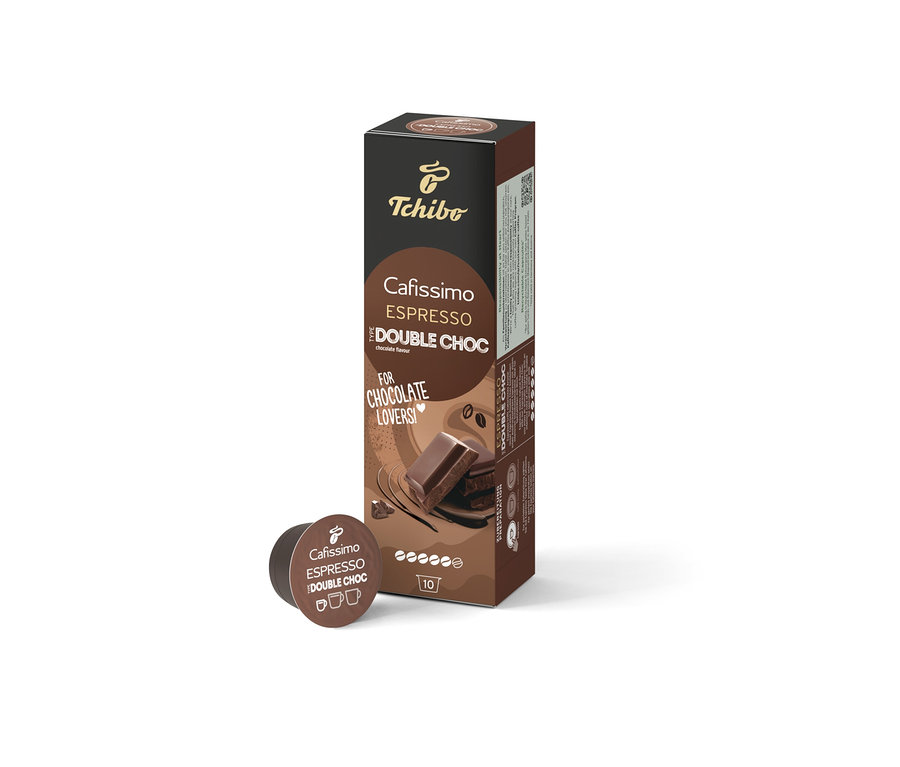 Cafissimo Espresso Double Choc paketi ve kapsülü.
