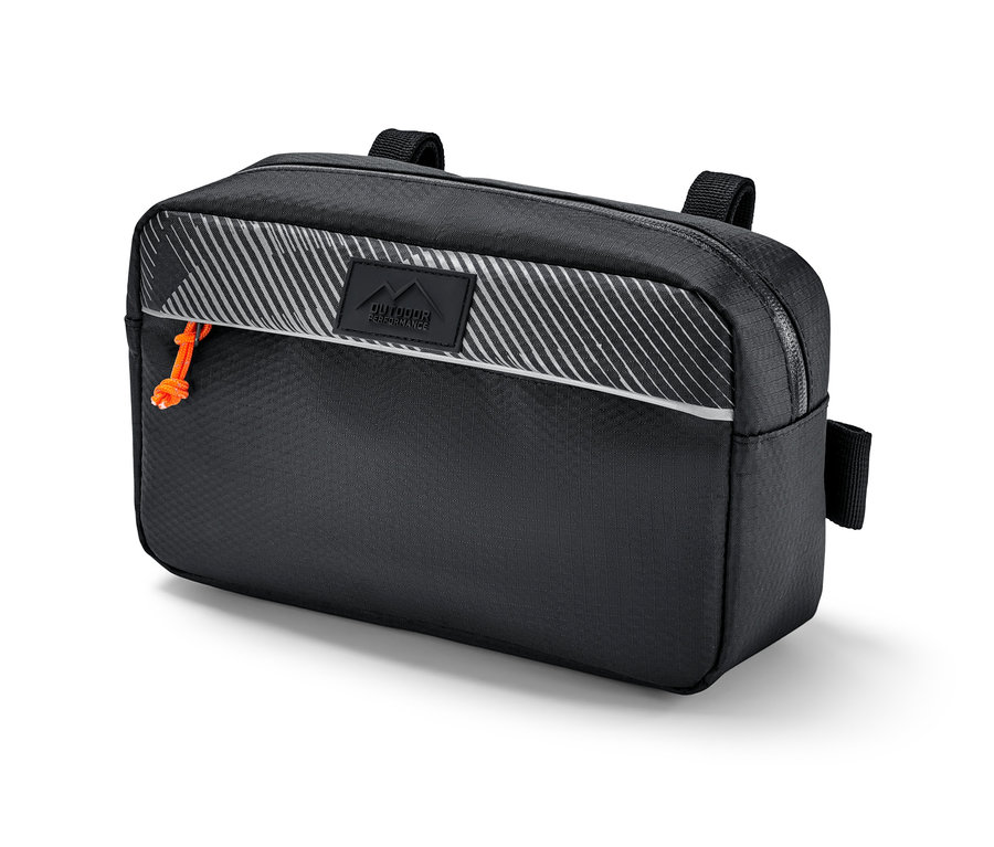 Siyah bir 2'si 1 arada gidon çantası.