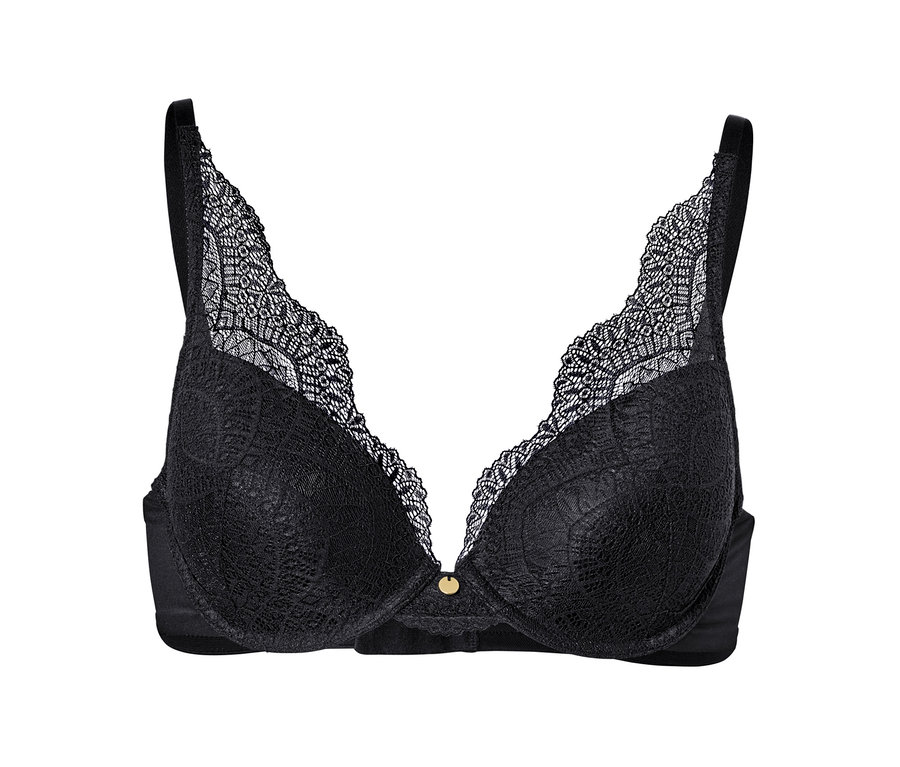 Beyaz arka planda siyah dolgulu sütyen.