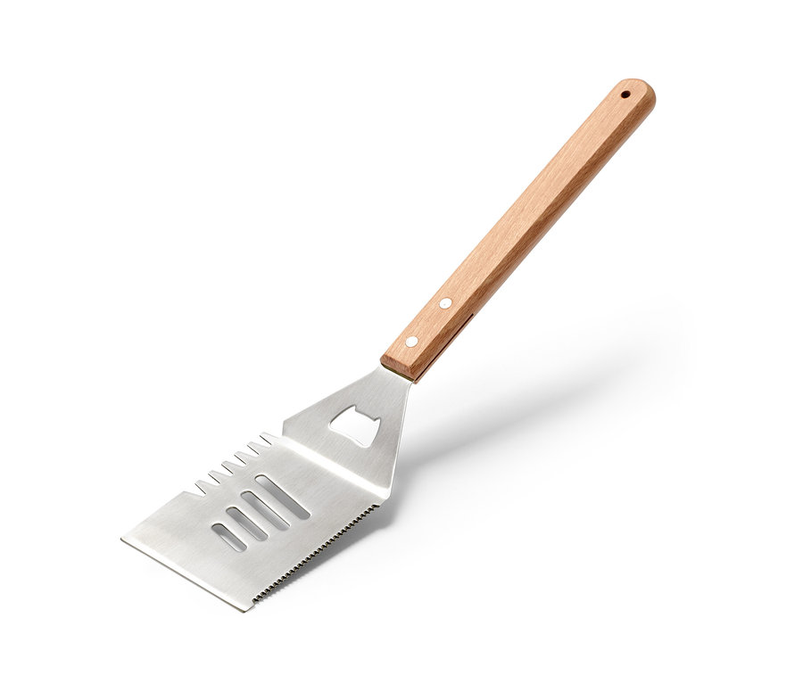 Ahşap saplı ve paslanmaz çelik başlıklı Çok Amaçlı BBQ Aleti.