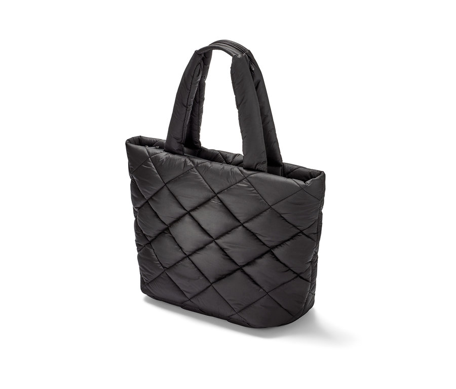 Siyah kapitone shopper çanta.