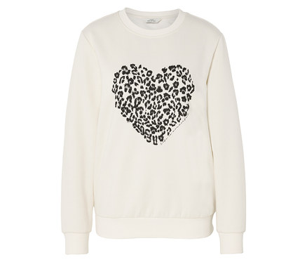 Baskılı Sweatshirt, Krem Beyaz