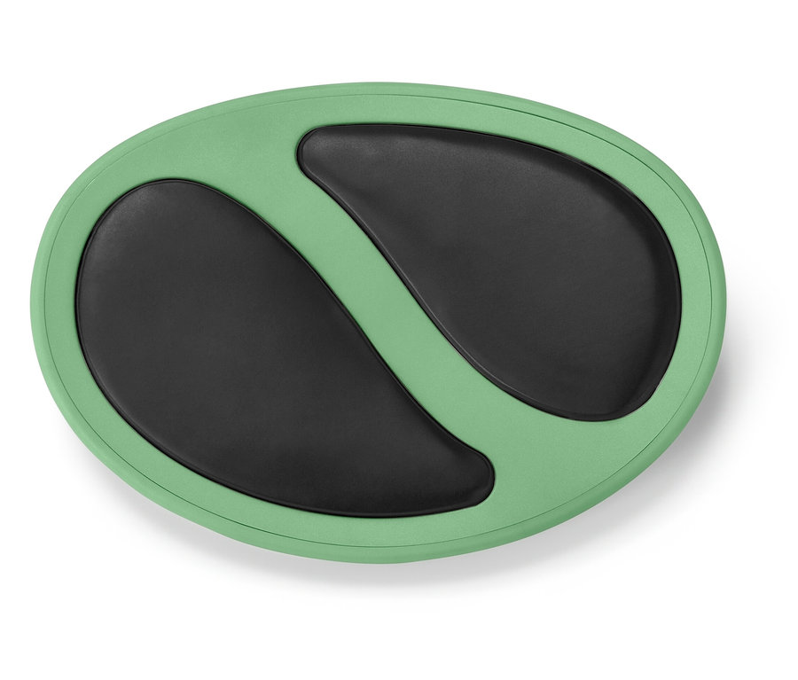 İki siyah oval girintili açık yeşil, oval ped.
