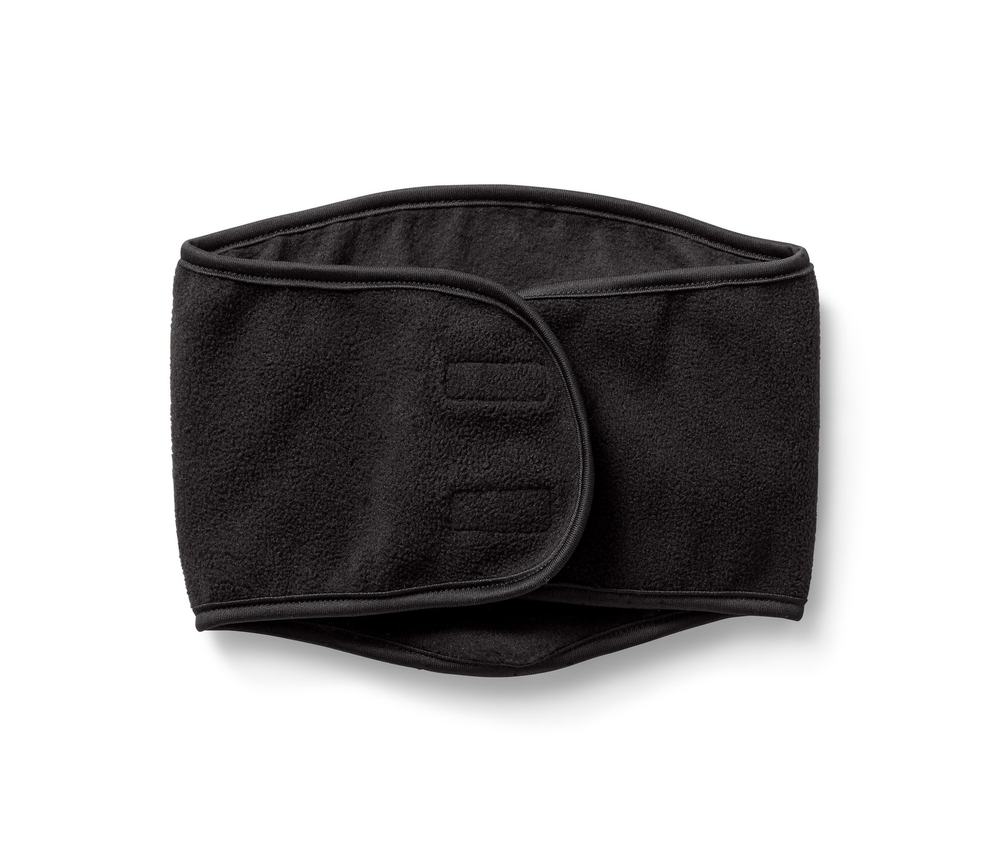 Beyaz arka planda siyah, soğuktan koruyan boyunluk.