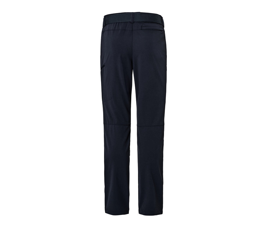 Arkadan görünümü lacivert softshell outdoor pantolon.