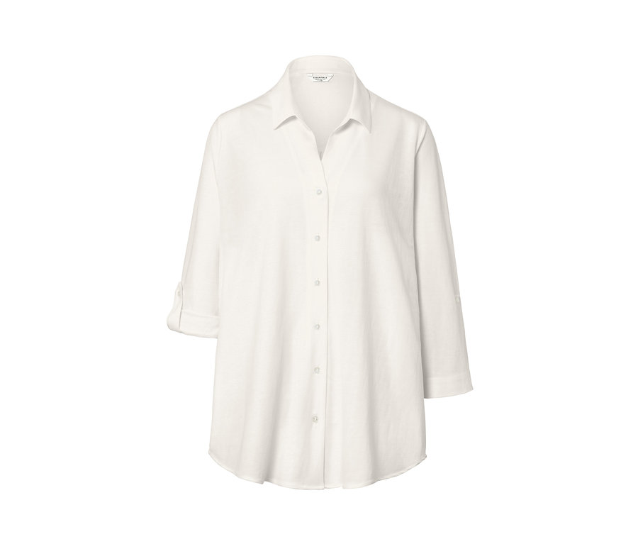 Düğmeli, kırık beyaz renkli Pike jarse bluz.