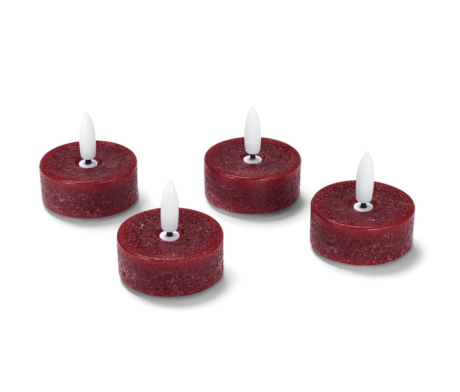 Dört adet kırmızı LED gerçek mum tealight.