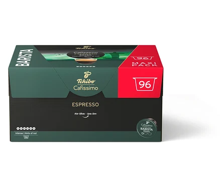 Bir paket Tchibo Cafissimo Barista Espresso Brasil - 96 kapsül.
