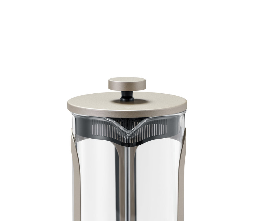 French press 800 ml, 6 fincan, şampanya rengi detay.