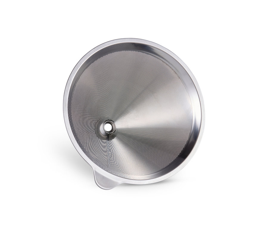 Beyaz arka plan üzerinde metal BEEM Pour Over süzgeç, 0,75 l.