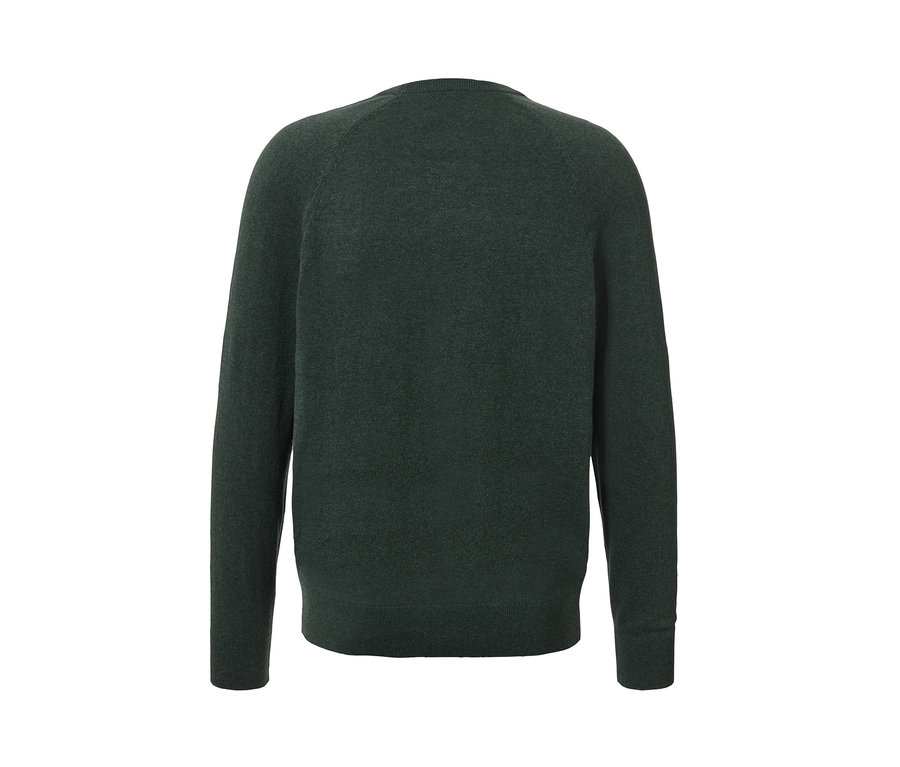 Koyu yeşil, yuvarlak yakalı kazak