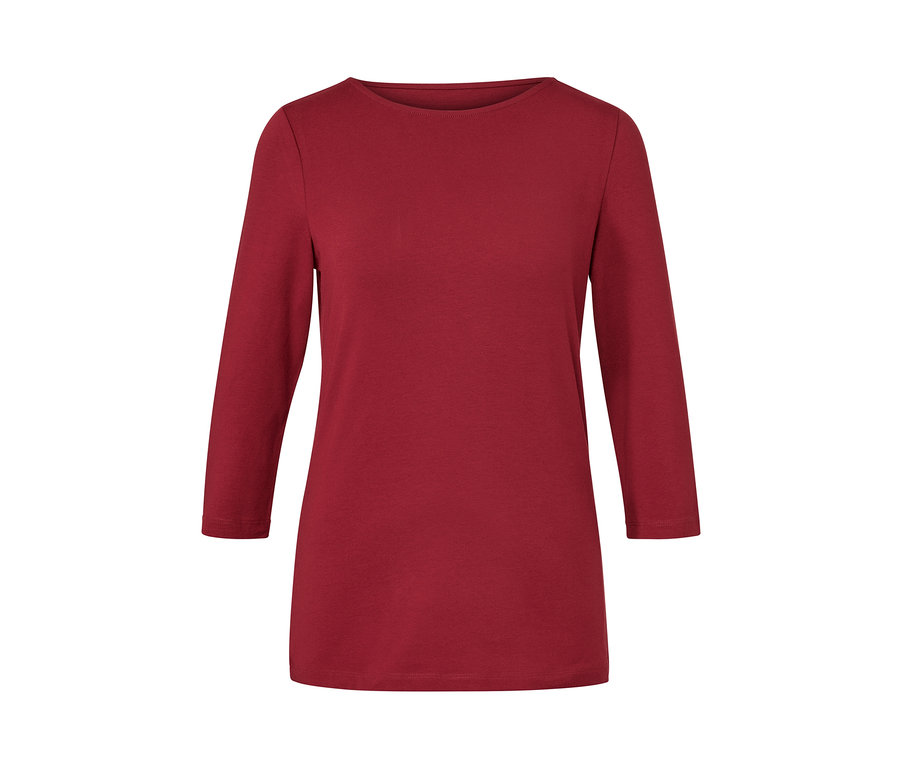 Bordo rengi, 3/4 kol uzunluğunda üst.