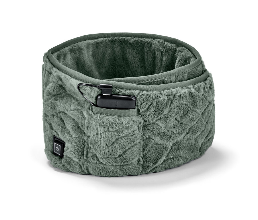 Gri-yeşil renkli akülü ısıtma kemeri örgü desenine sahiptir.