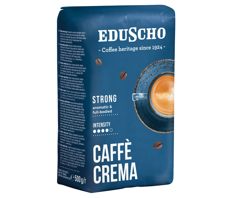 Eduscho Caffè Crema Strong - 500 g Çekirdek Kahve paketi kahverengi kahve çekirdekleri ile birlikte