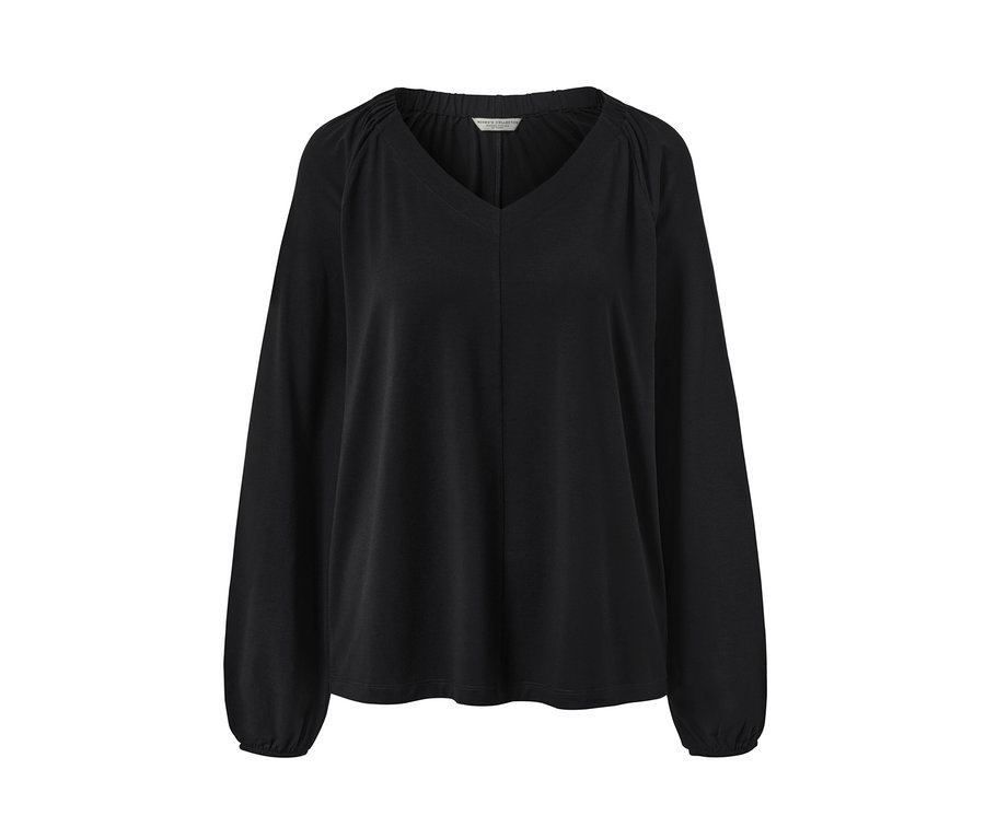 Siyah, büzgülü bluz
