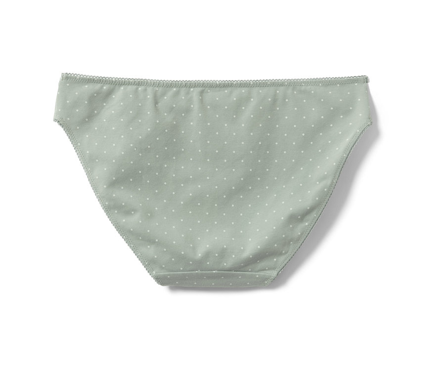 Beyaz puantiyeli yeşil slip.