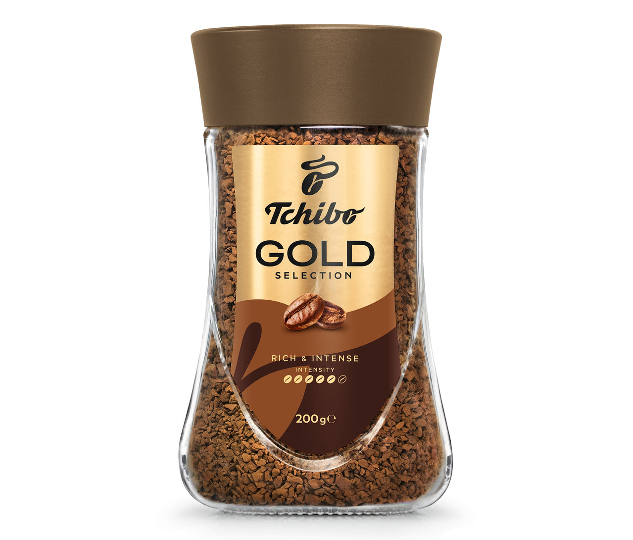 Tchibo Gold Selection Çözünebilir Kahve 200 g kavanozu.