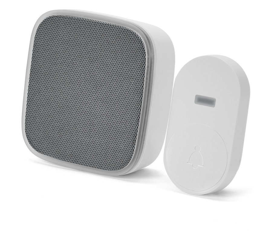 Gri hoparlör ızgaralı beyaz Funktürklingel kablosuz kapı zili.