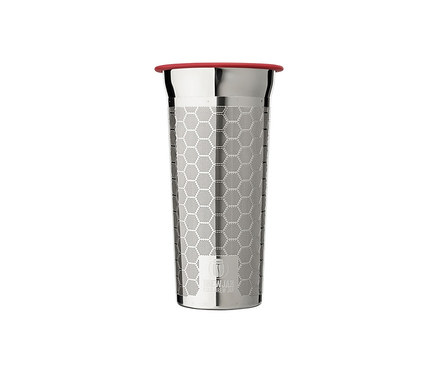 Kırmızı kapaklı paslanmaz çelik soğuk demleme hazırlayıcı "BrewJar".