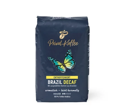 Bir paket Privat Kaffee Brazil (Kafeinsiz) - 500g Çekirdek Kahve.