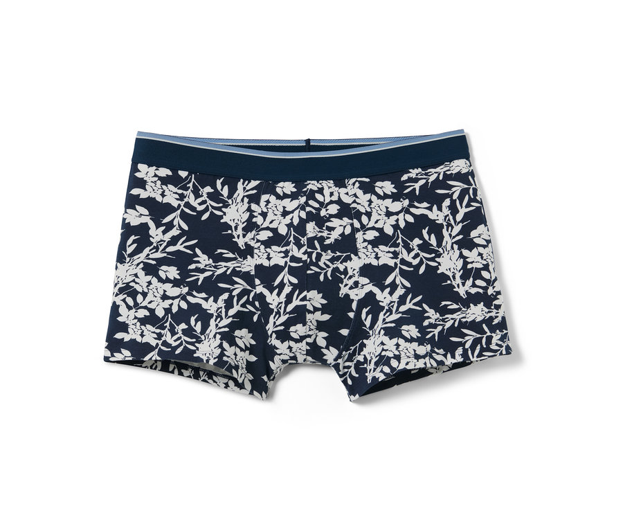 Beyaz çiçek desenli mavi 2 Adet Slip Boxer.