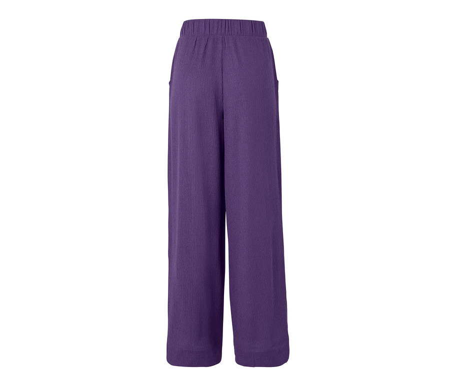 Mor renkli, dokulu, geniş paçalı pantolon