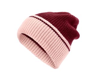 Pembe kenarlı ve koyu kırmızı sim şeritli koyu kırmızı