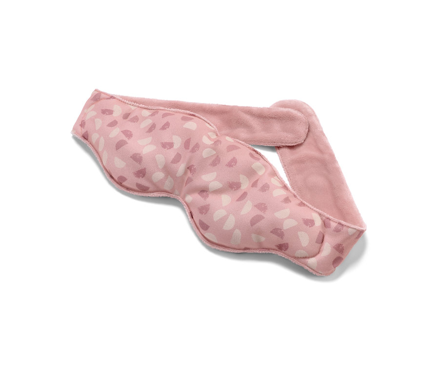 Pembe ağırlıklı uyku maskesi.