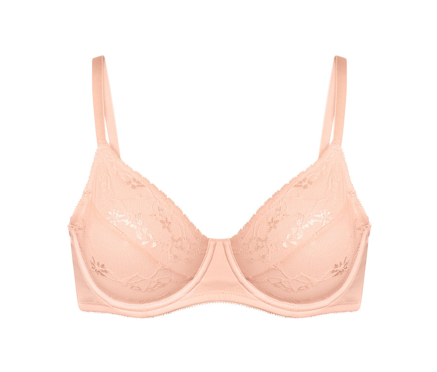 Kayısı rengi, dantelli balenli sütyen.