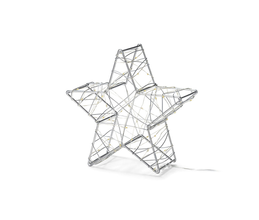 Beyaz arka planda küçük bir LED'li dekoratif yıldız.