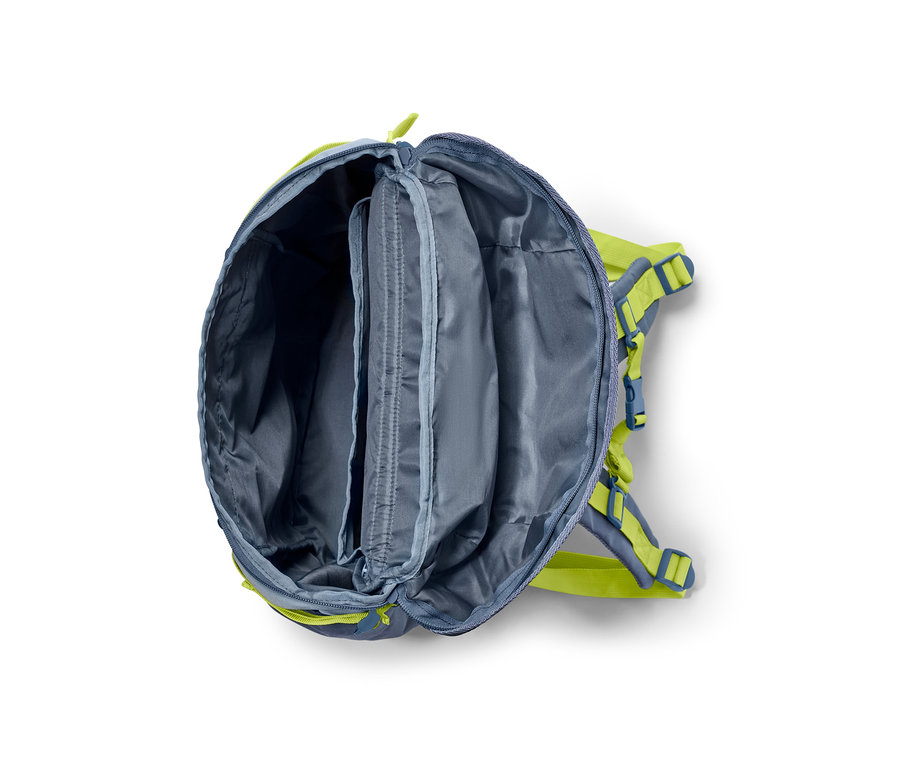 Açık mavi ve limon yeşili outdoor sırt çantası.