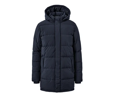 Lacivert kapüşonlu kapitone parka