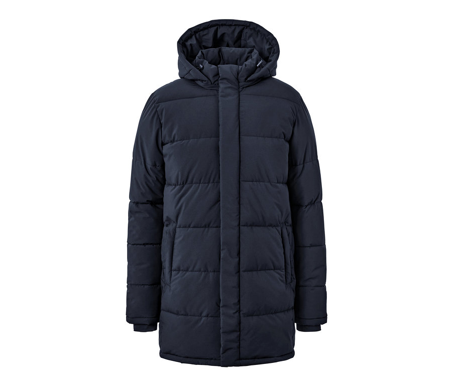 Lacivert kapüşonlu kapitone parka