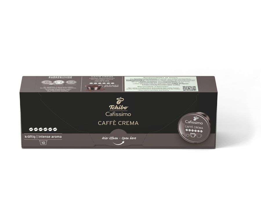 Bir paket Cafissimo Caffè Crema kräftig kahve kapsülü. 