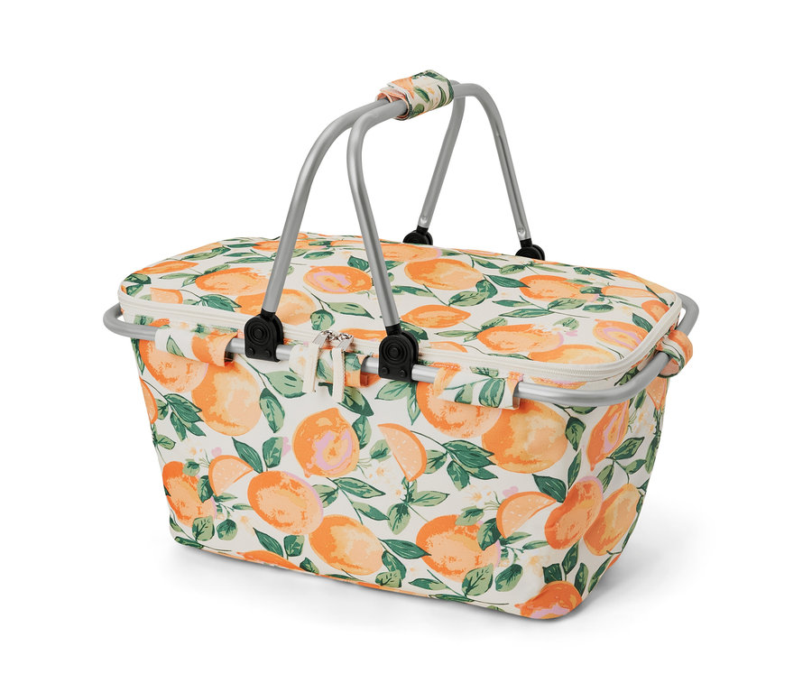 Turuncu desenli ve gümüş saplı soğutucu sepet