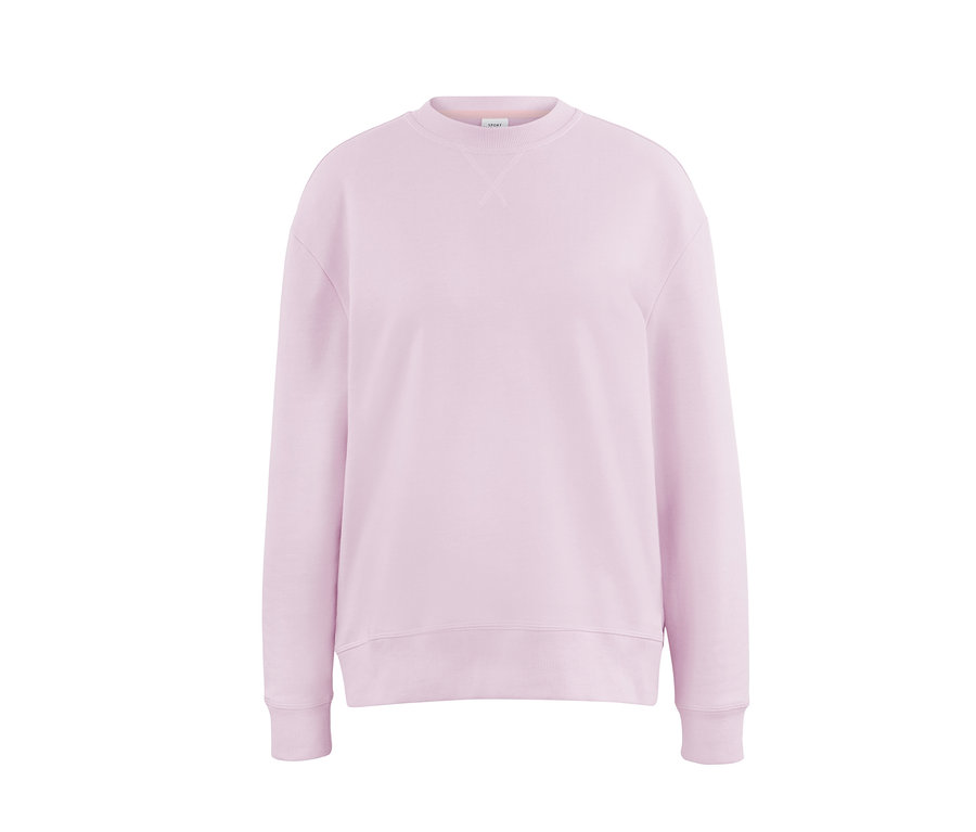Açık pembe, oversize yoga sweatshirt.
